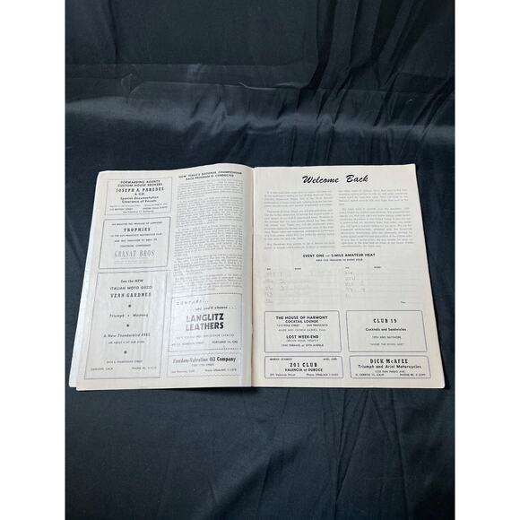 NATIONAL CHAMPIONSHIP MOTORCYCLE RACES SAN MATEO CALIFORNIA 1952 VINTAGE BOOK - Picture 3 of 12